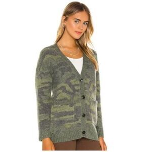 Rails Runi Green Camo Alpaca Wool Blend Cardigan Sweater Size M